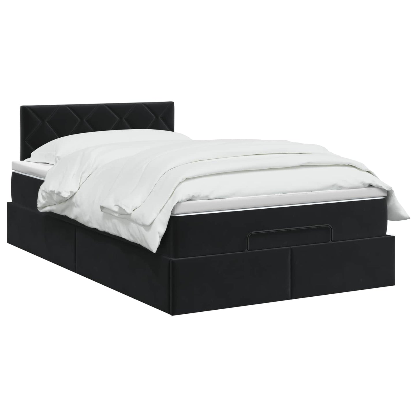Ottoman seng med madras og LED Sort 120 x 190 cm Fløjl