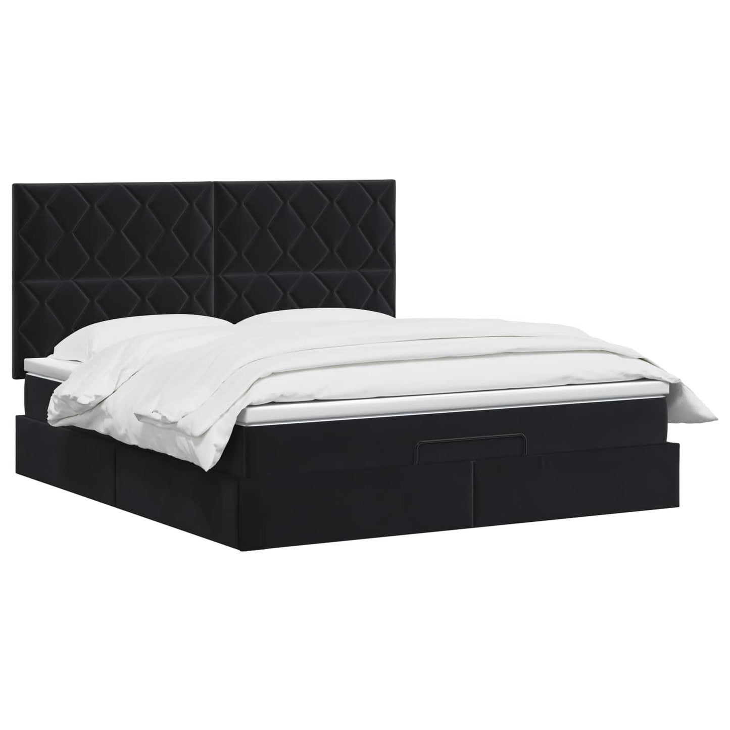 Ottoman seng med madras og LED Sort 140 x 190 cm Fløjl