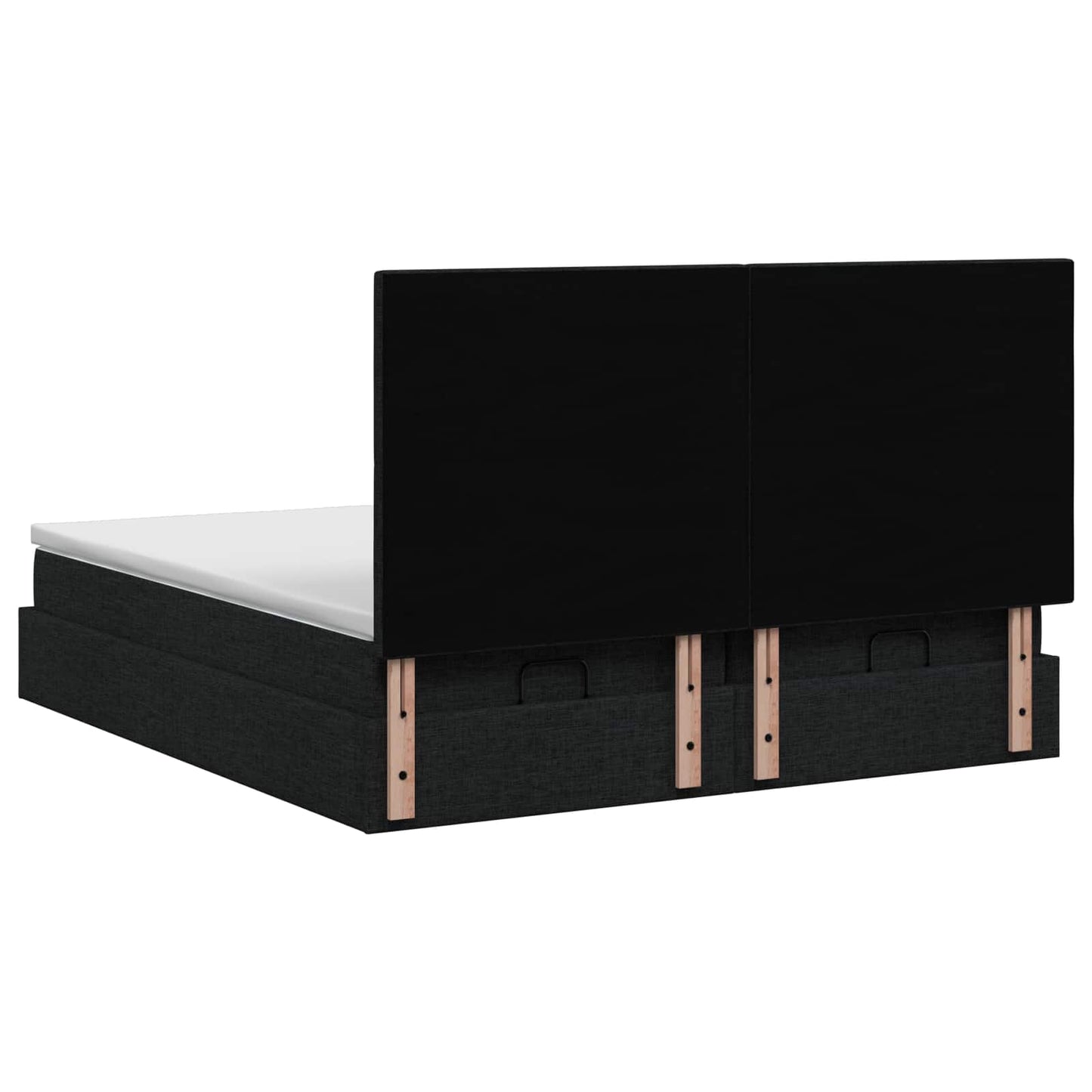Ottoman seng med madras og LED Sort 160 x 200 cm Stof
