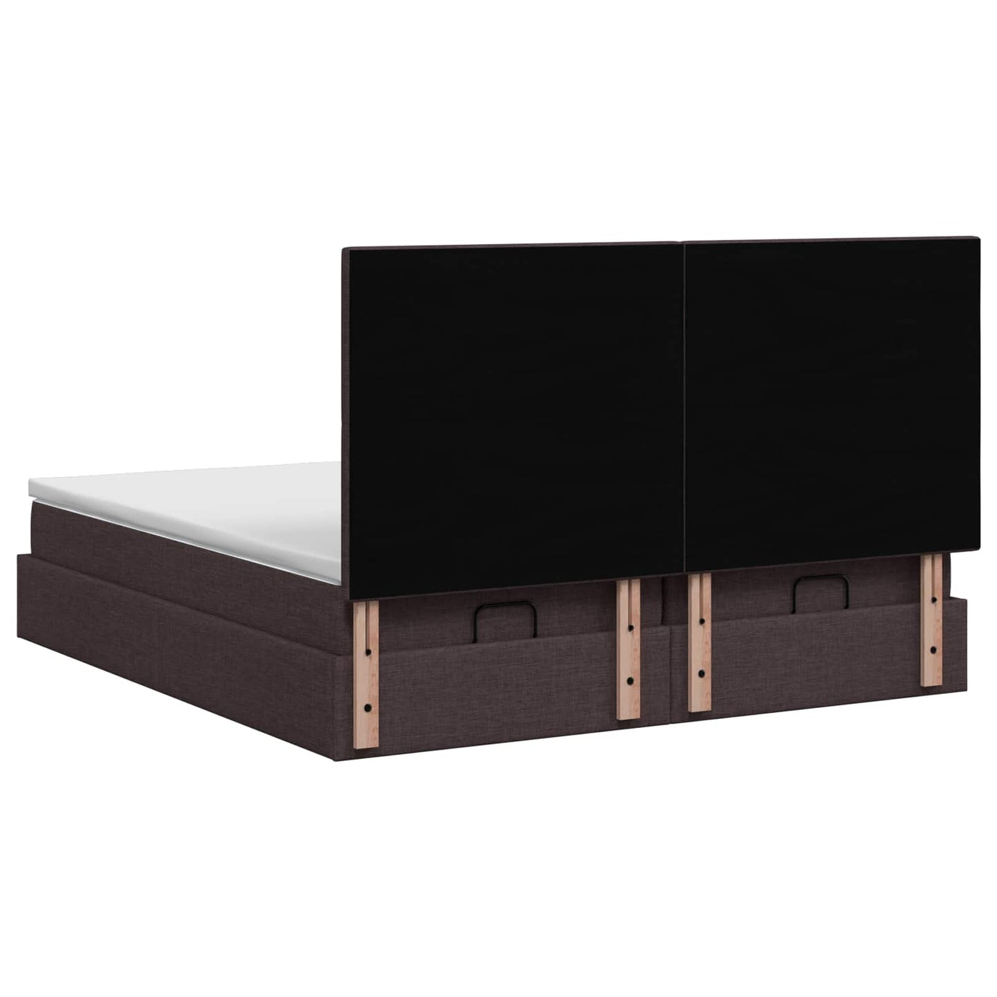 Ottoman seng med madras og LED Mørk Brun 160 x 200 cm Stof
