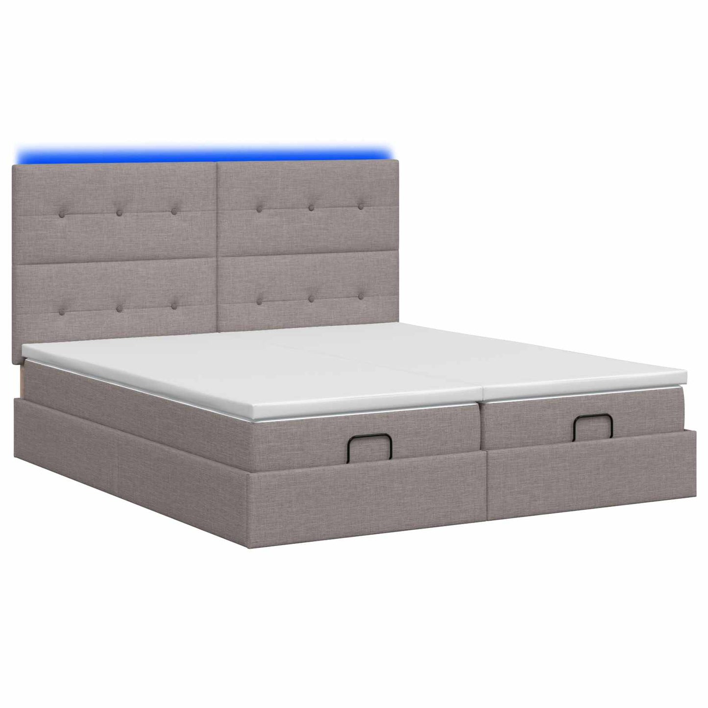 Ottoman seng med madras og LED Gråbrun 160 x 200 cm Stof