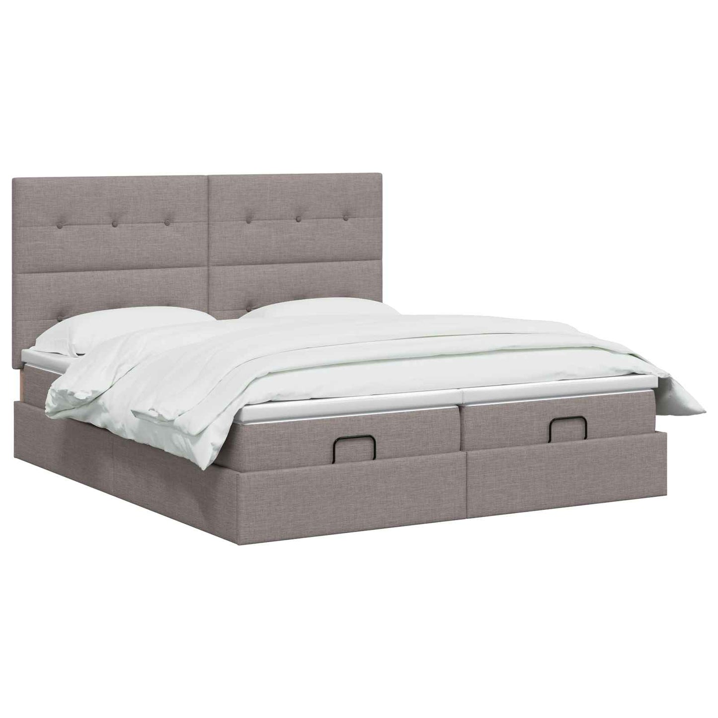 Ottoman seng med madras og LED Gråbrun 160 x 200 cm Stof
