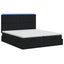 Ottoman seng med madras og LED Sort 160 x 200 cm Stof