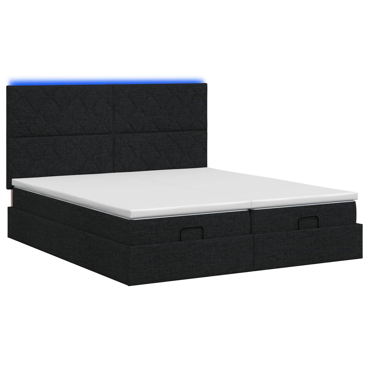 Ottoman seng med madras og LED Sort 160 x 200 cm Stof