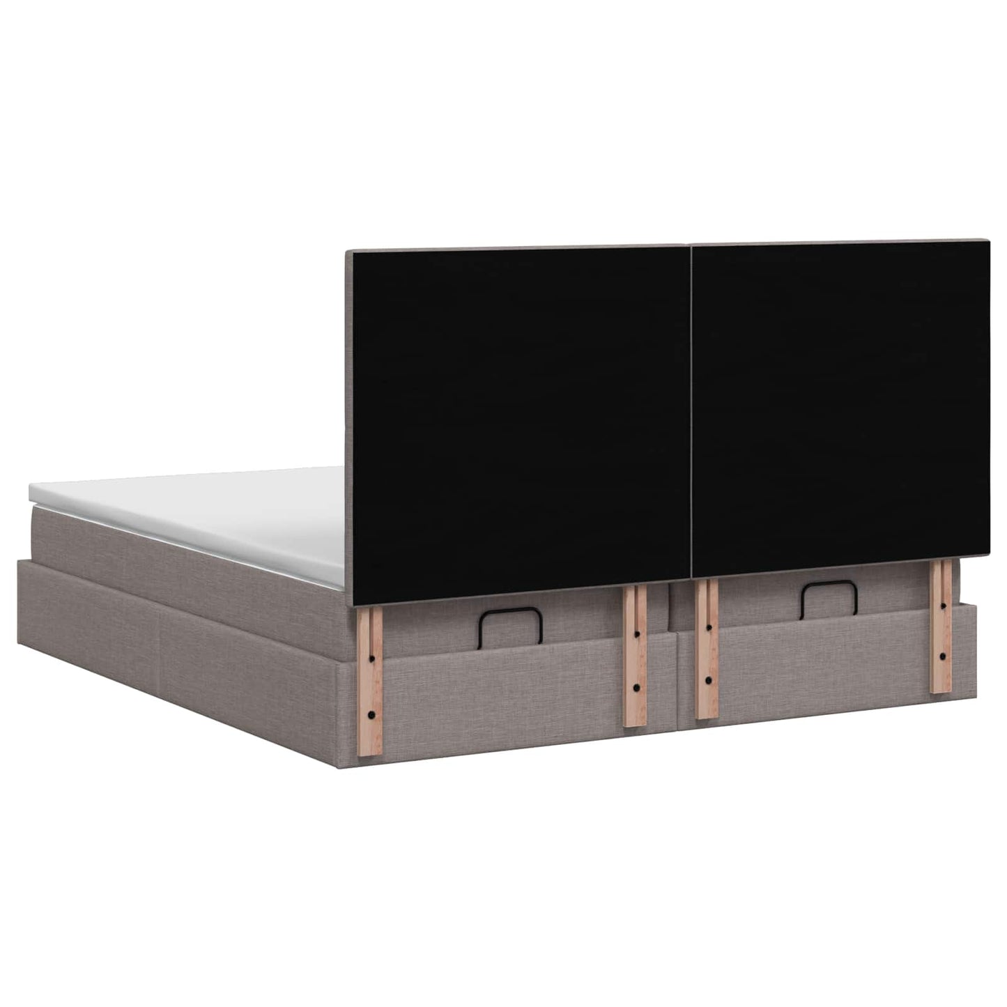 Ottoman seng med madras og LED Gråbrun 160 x 200 cm Stof