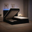 Ottoman seng med madras og LED Sort 160 x 200 cm Stof