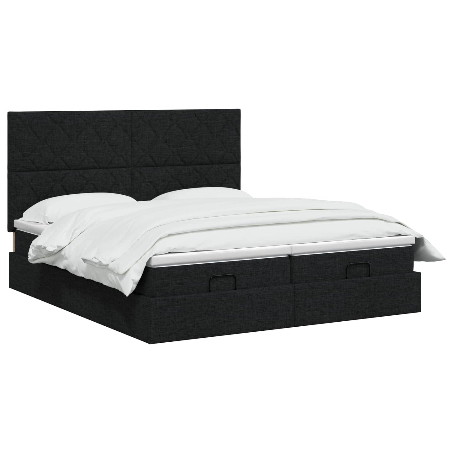 Ottoman seng med madras og LED Sort 180 x 200 cm Stof