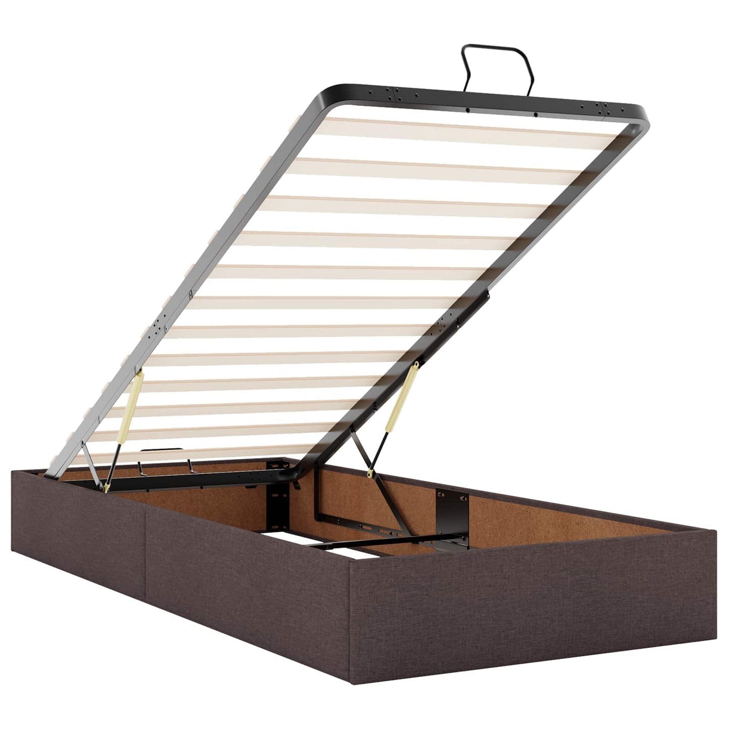 Ottoman seng med madras og LED Mørk Brun 180 x 200 cm Stof