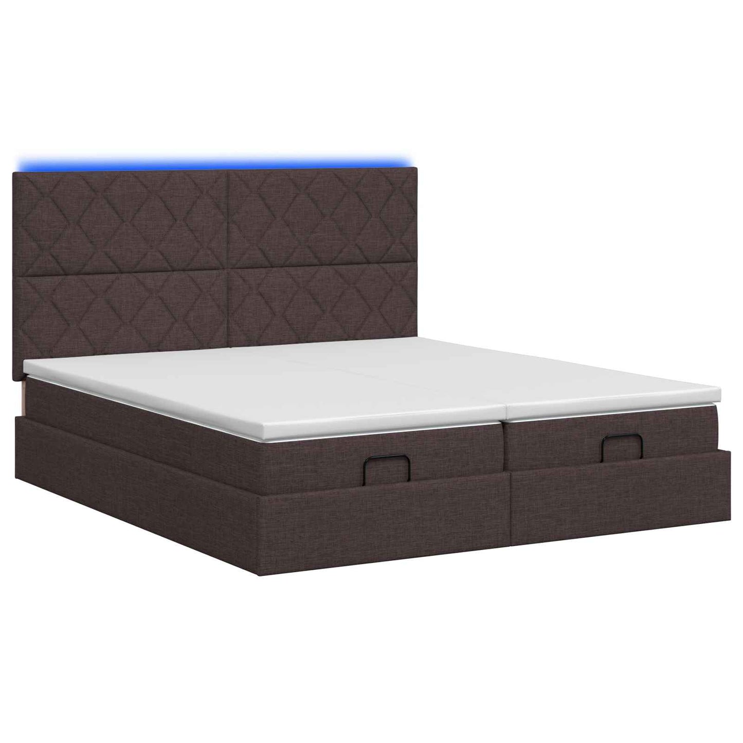 Ottoman seng med madras og LED Mørk Brun 180 x 200 cm Stof