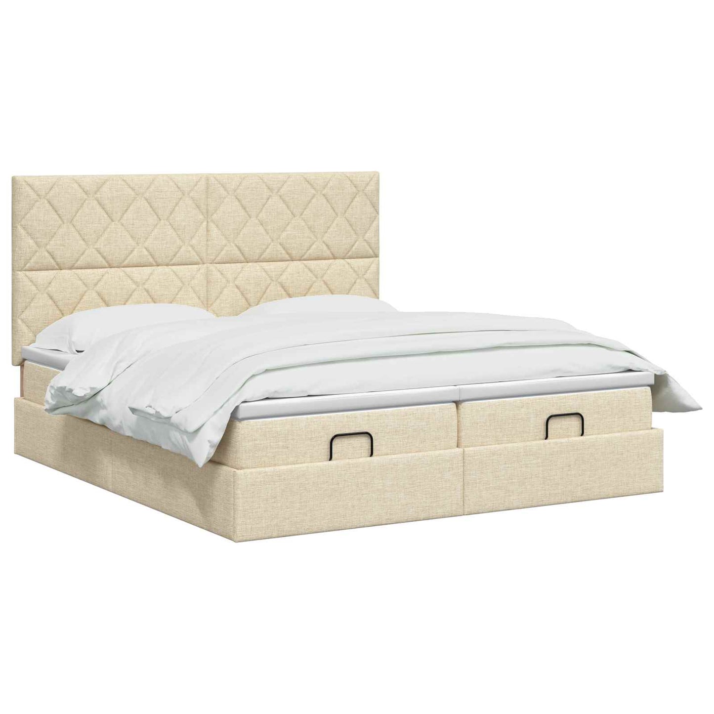 Ottoman seng med madras og LED Cremefarvet 180 x 200 cm Stof