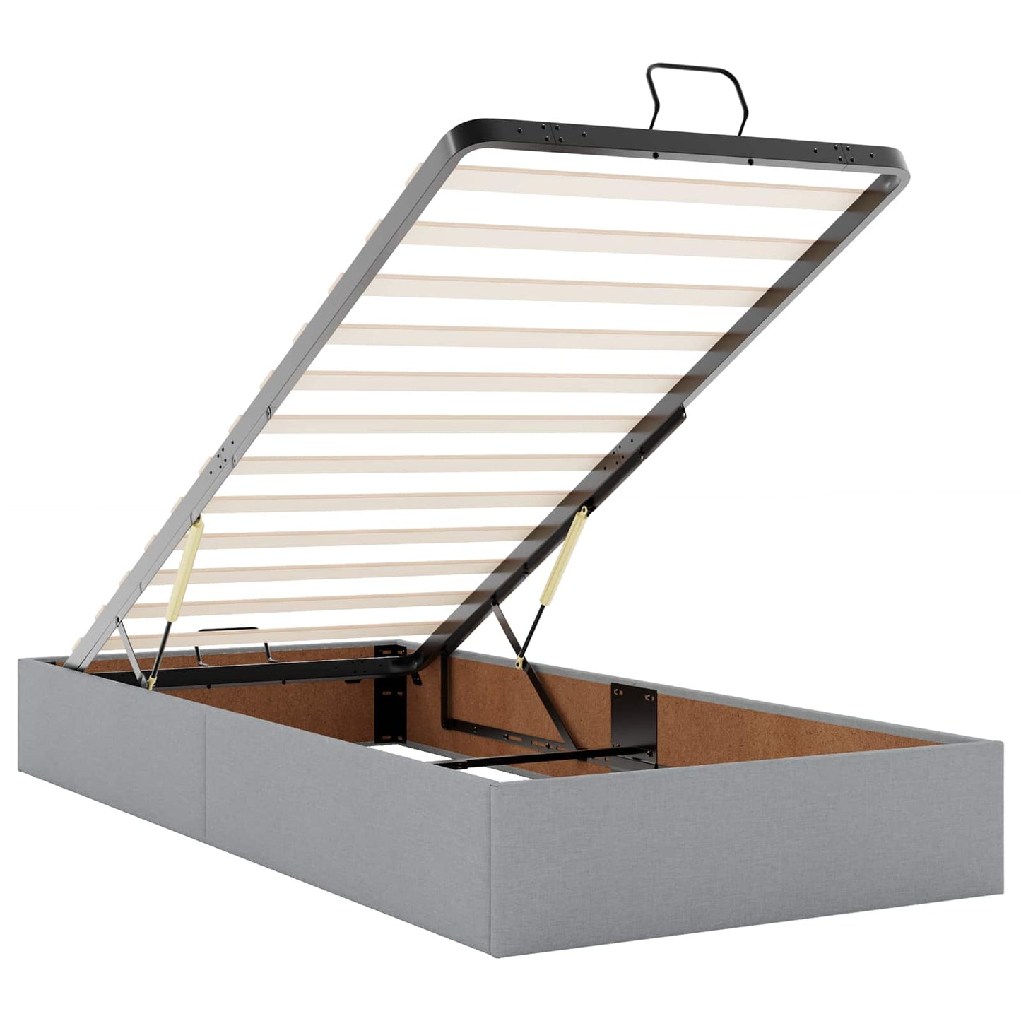 Ottoman seng med madras og LED Lysegrå 200 x 200 cm Stof