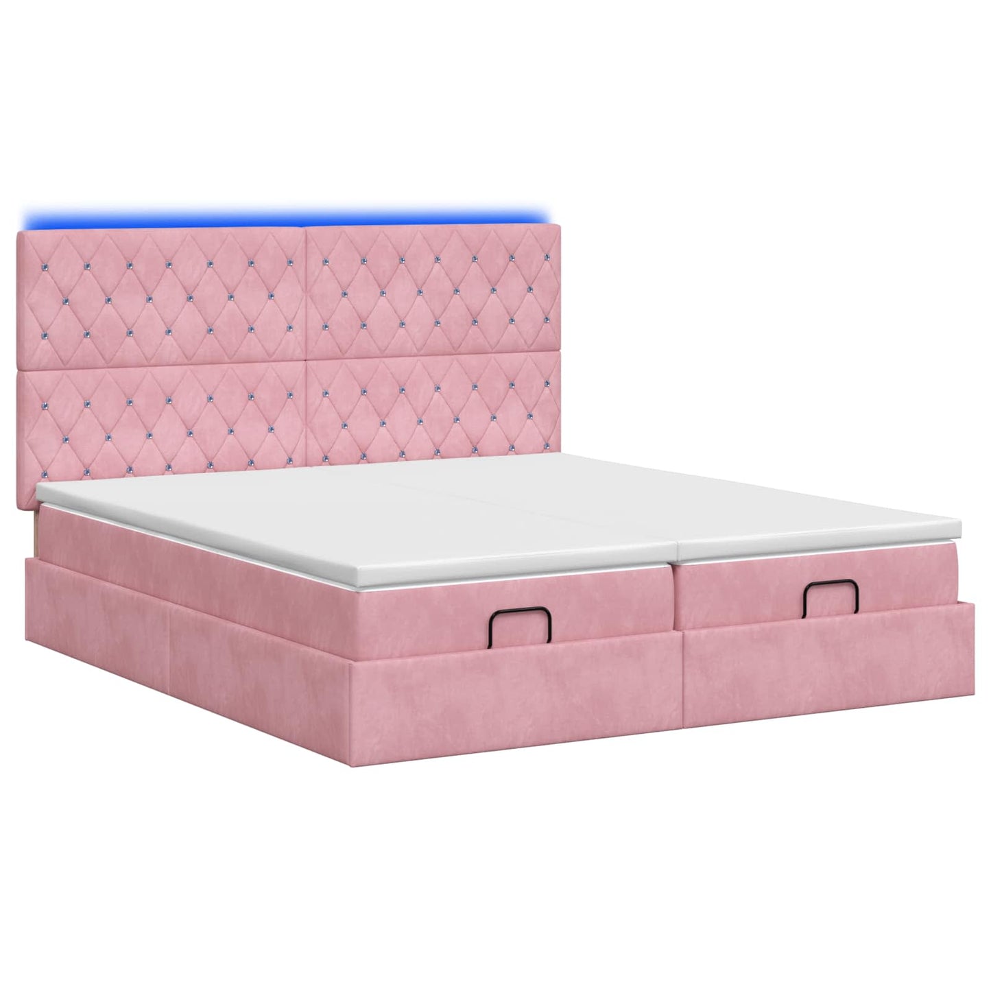 Ottoman seng med madras og LED Lyserød 180 x 200 cm Velour