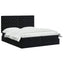 Ottoman seng med madras og LED Sort 200 x 200 cm Velour