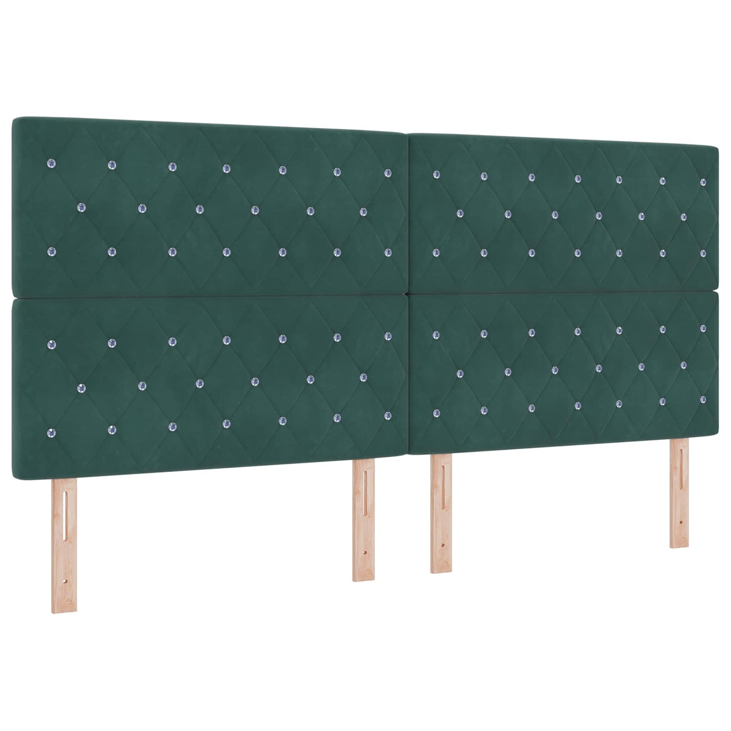 Ottoman seng med madras og LED Mørkegrøn 200 x 200 cm Velour
