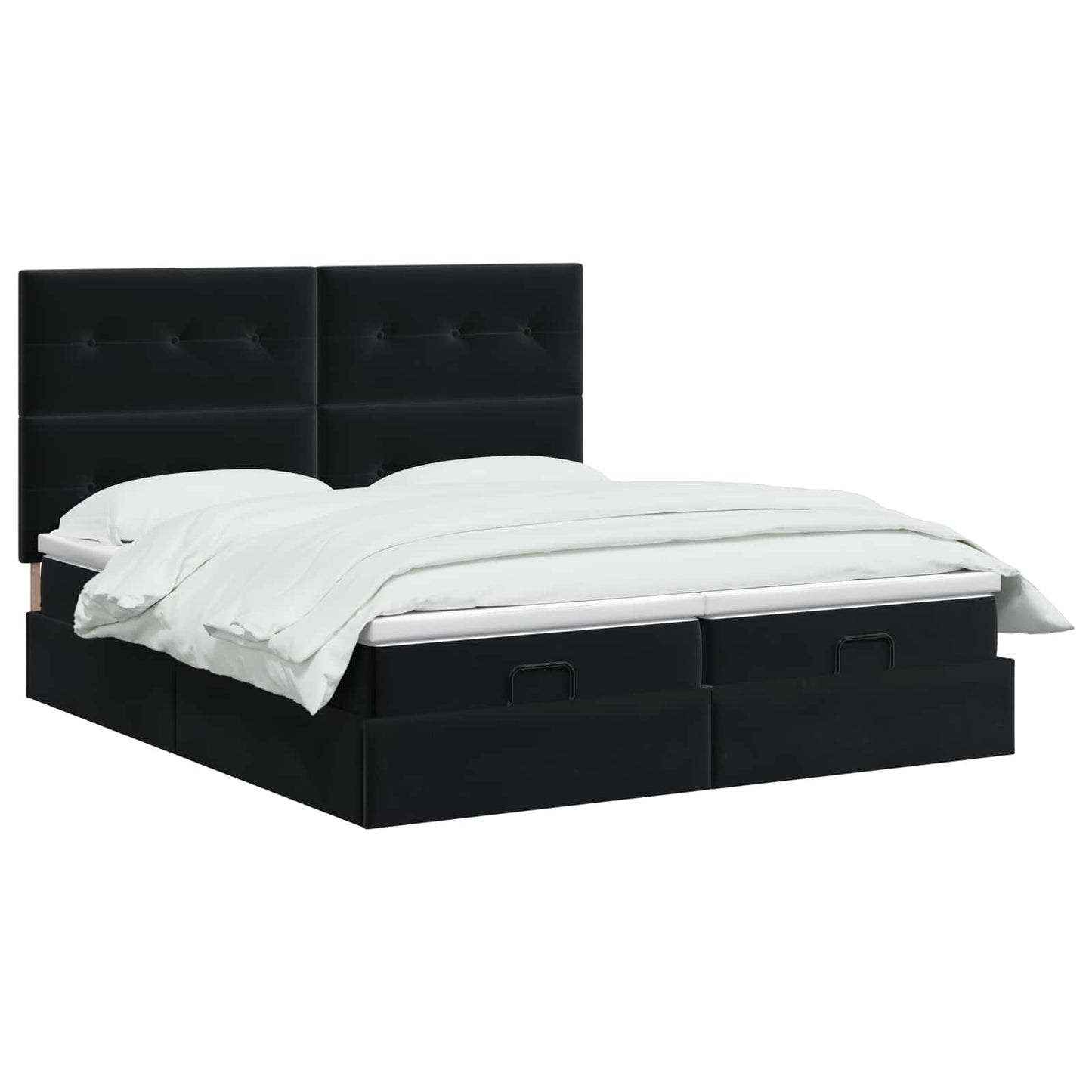 Ottoman seng med madras og LED Sort 160 x 200 cm Velour