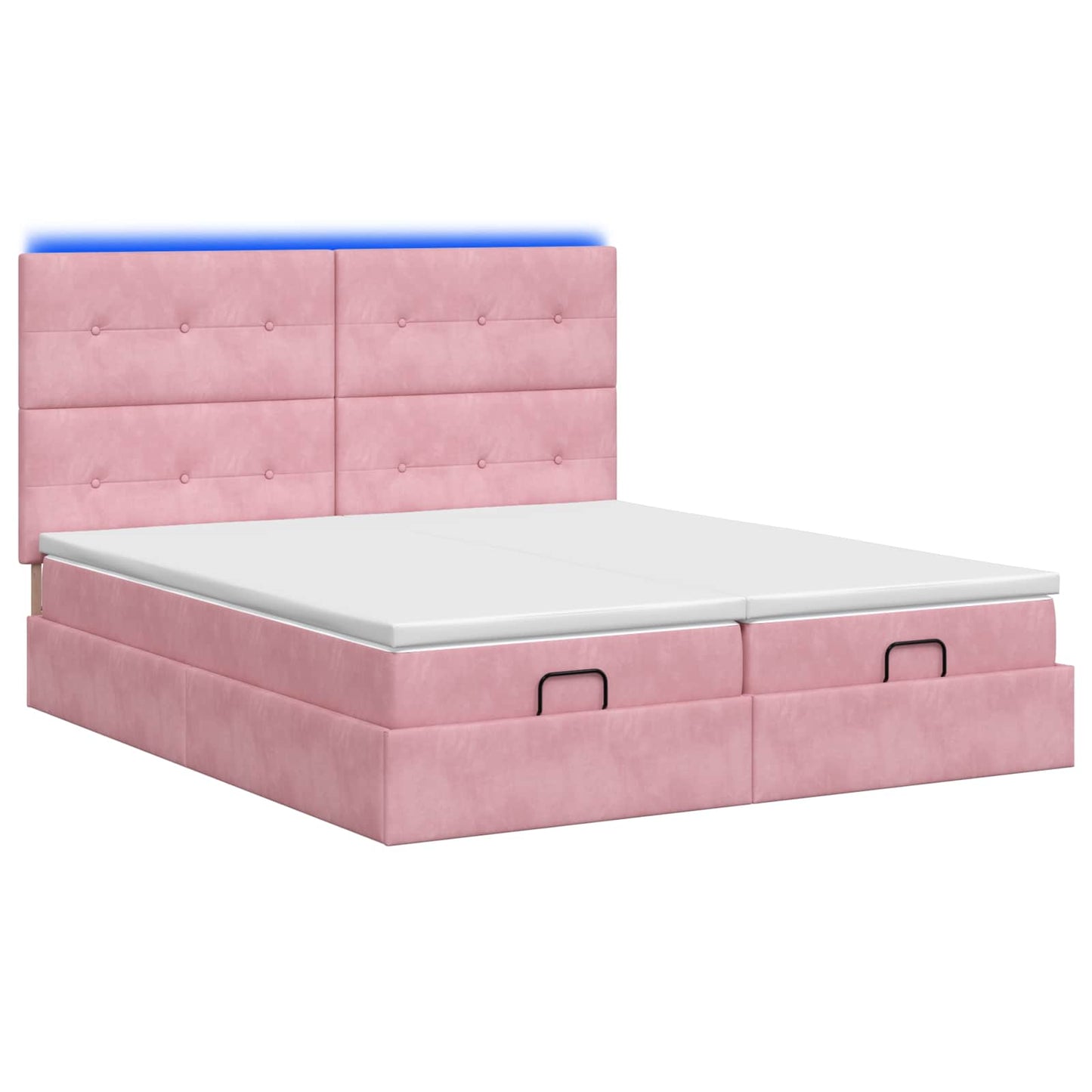 Ottoman seng med madras og LED Lyserød 180 x 200 cm Velour