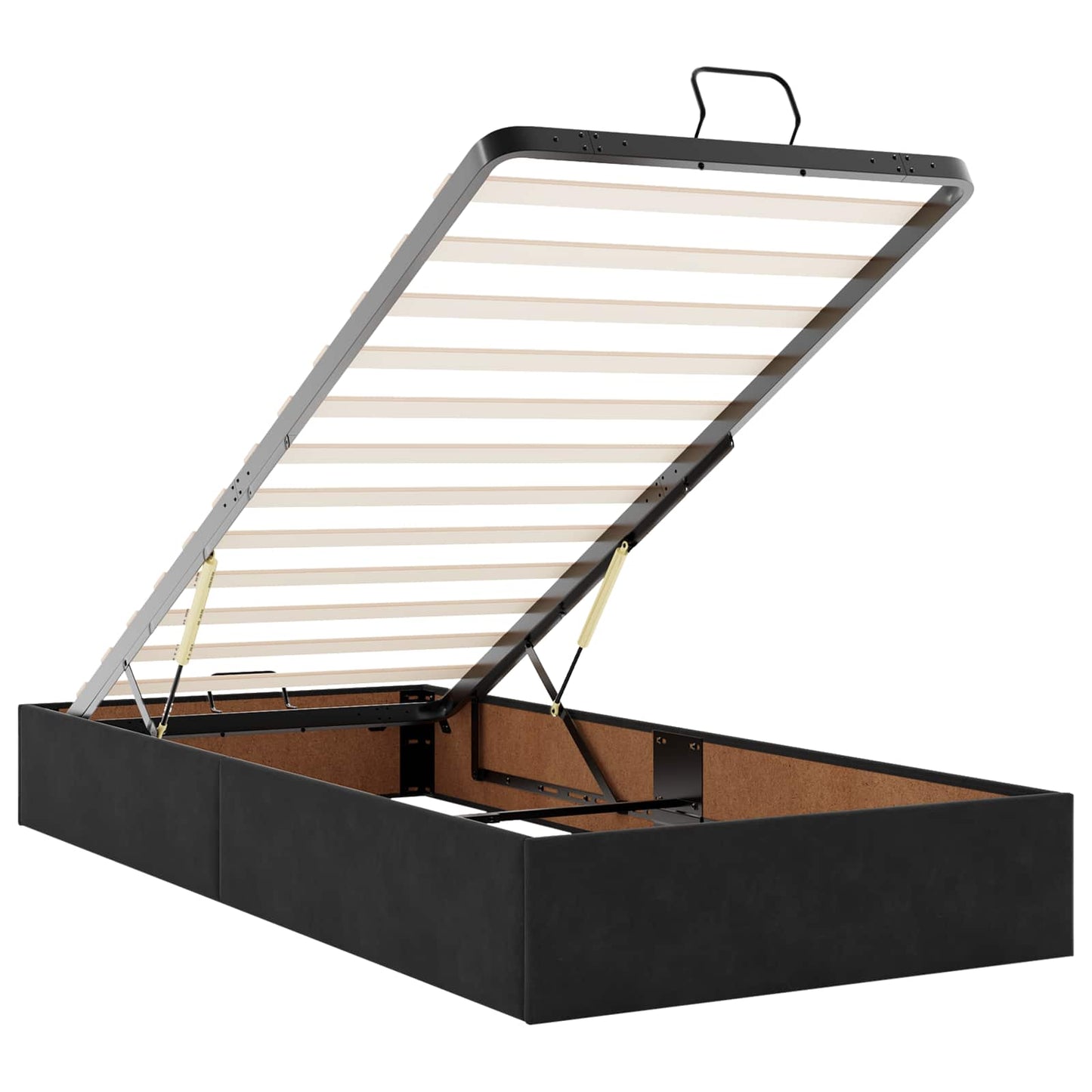 Ottoman seng med madras og LED Sort 160 x 200 cm Velour