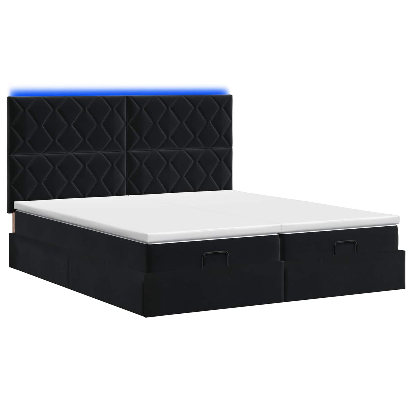 Ottoman seng med madras og LED Sort 160 x 200 cm Velour
