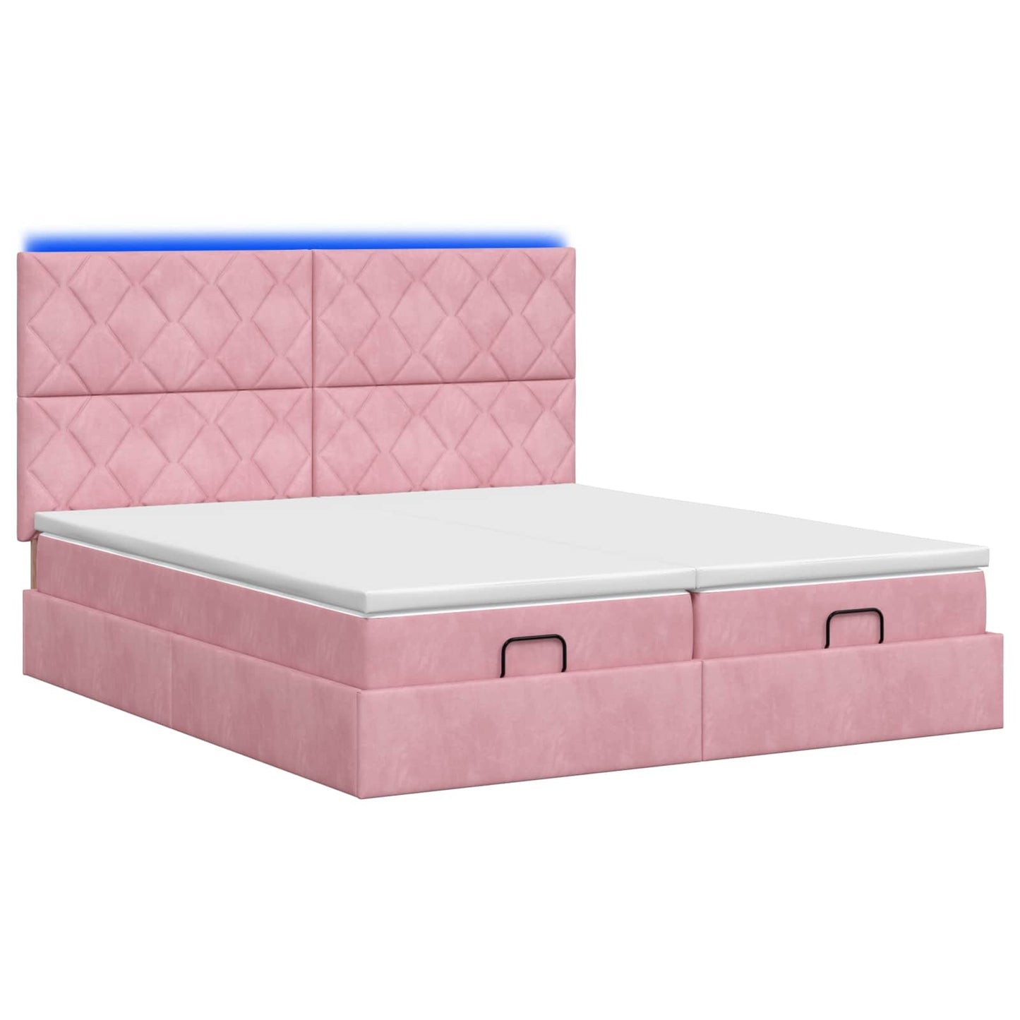 Ottoman seng med madras og LED Lyserød 180 x 200 cm Velour