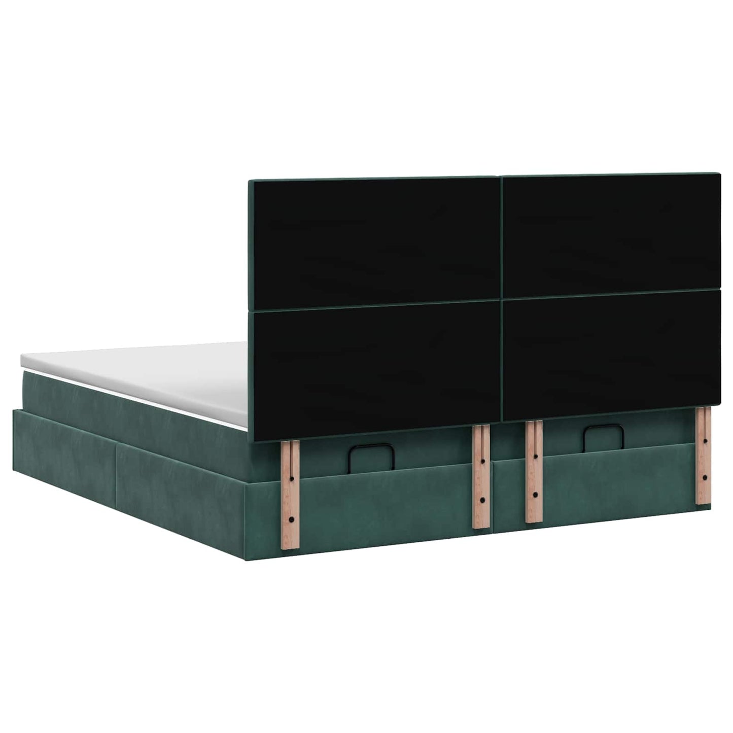 Ottoman seng med madras og LED Mørkegrøn 200 x 200 cm Velour