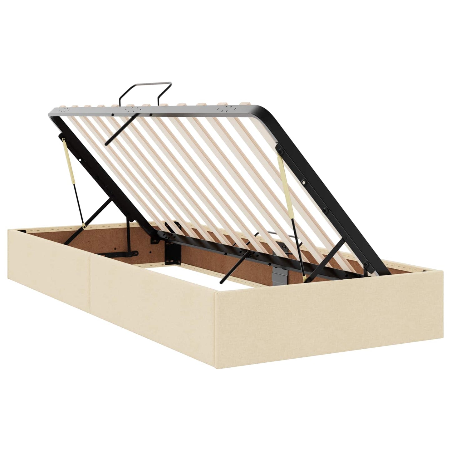 Seng med opbevaring og madras Cremefarvet 90 x 200 cm Fløjl