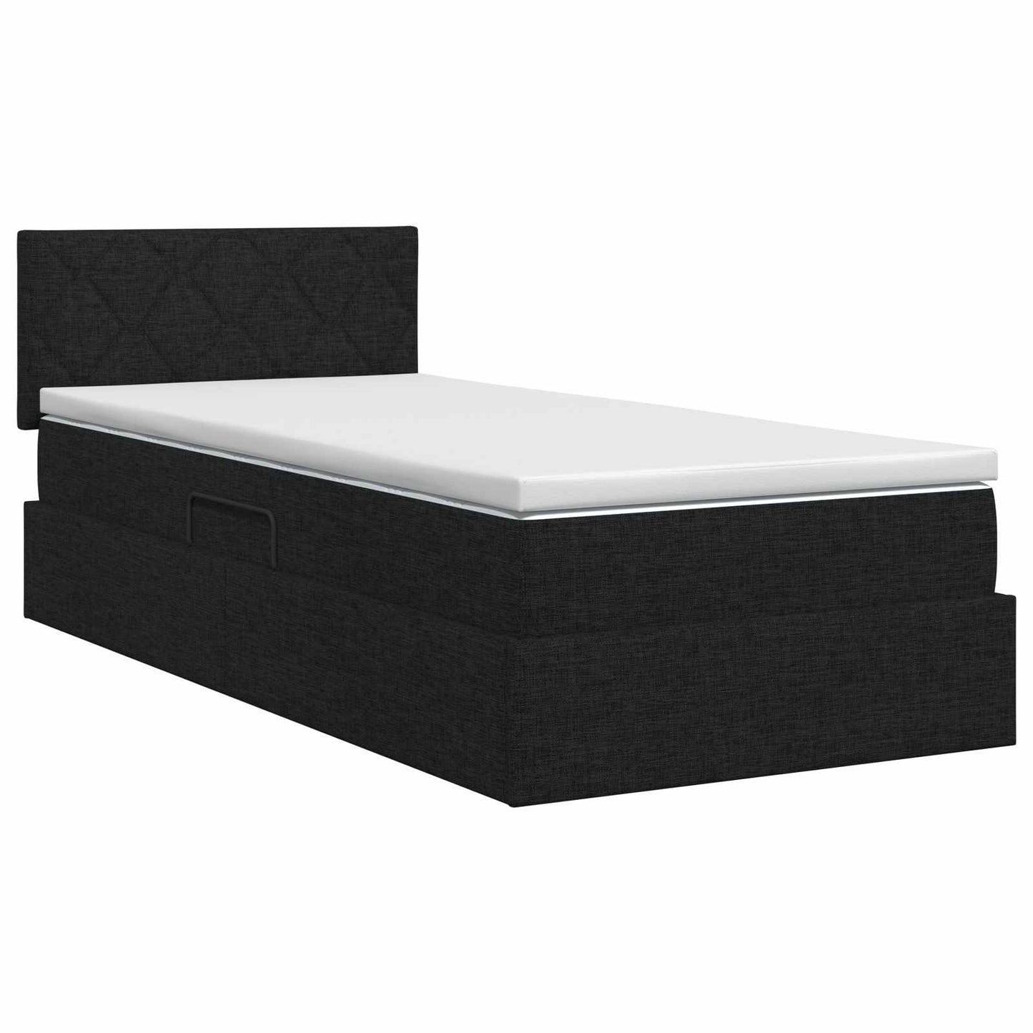 Seng med opbevaring og madras Sort 90 x 190 cm Fløjl