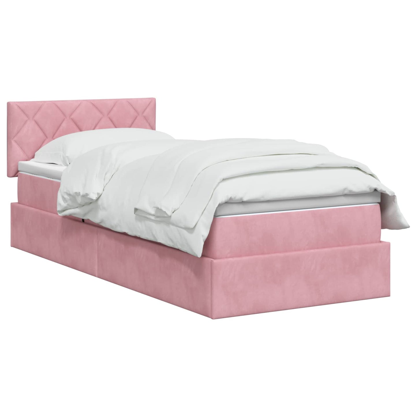 Opbevaringsseng med hovedgærde Lyserød 100 x 200 cm Fløjl