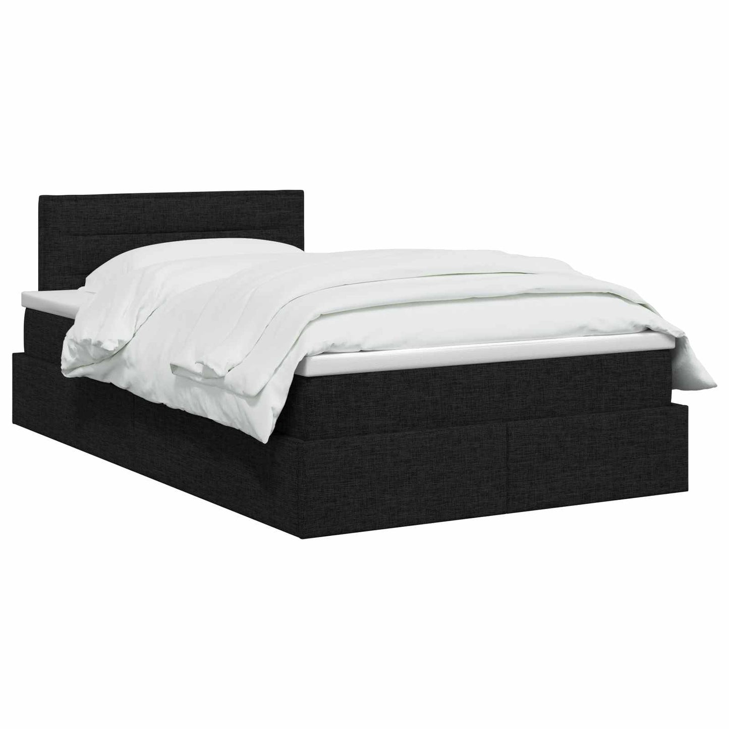 LED opbevarings seng med madras Sort 120 x 200 cm Stof