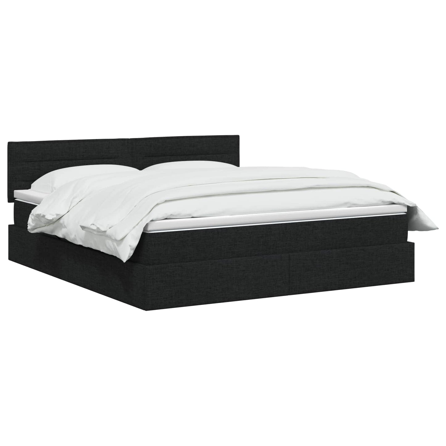 LED opbevarings seng med madras Sort 160 x 200 cm Stof