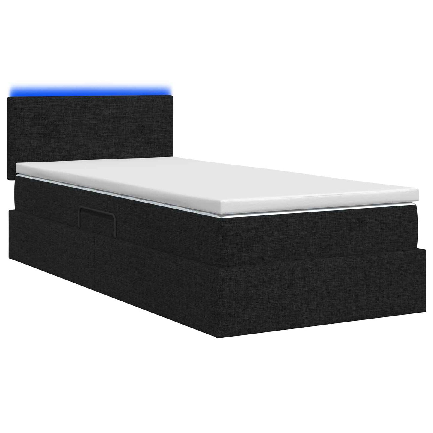 LED opbevarings seng med madras Sort 90 x 190 cm Stof