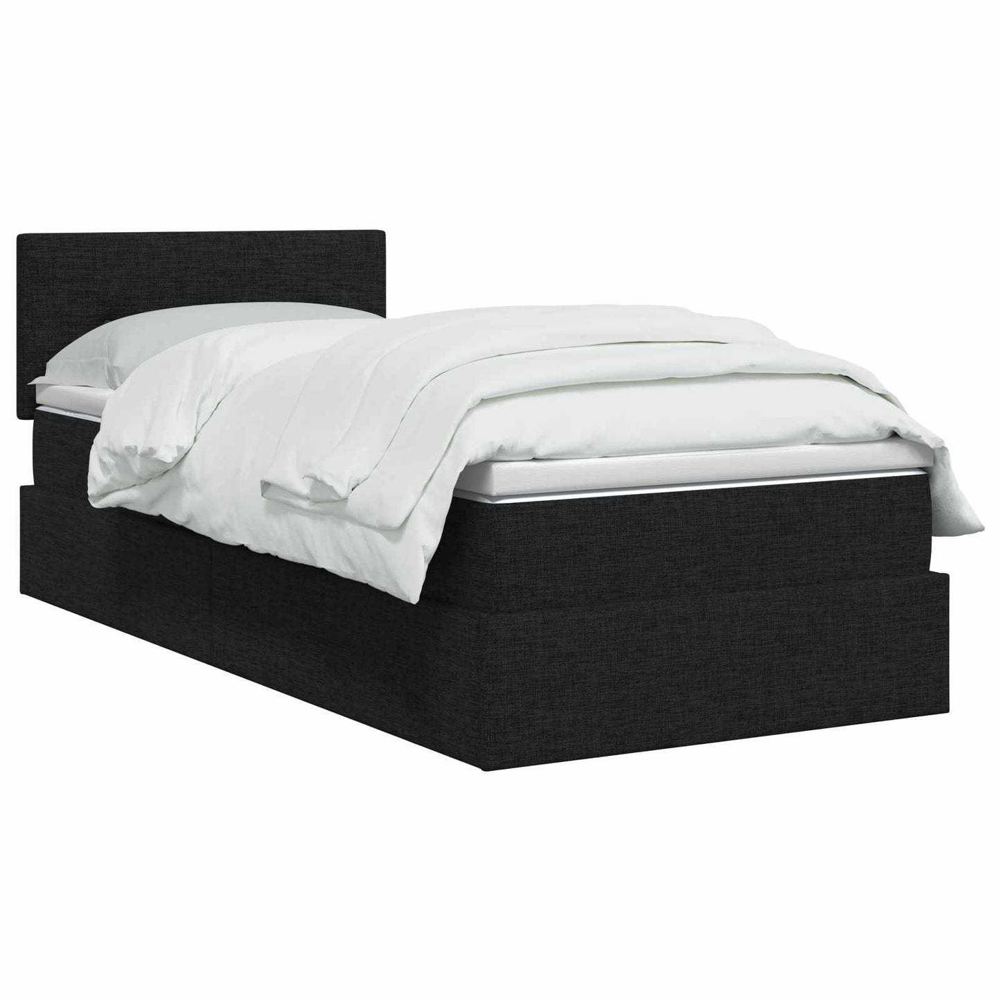 LED opbevarings seng med madras Sort 90 x 200 cm Stof