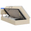 LED opbevarings seng med madras Cremefarvet 90 x 200 cm Stof