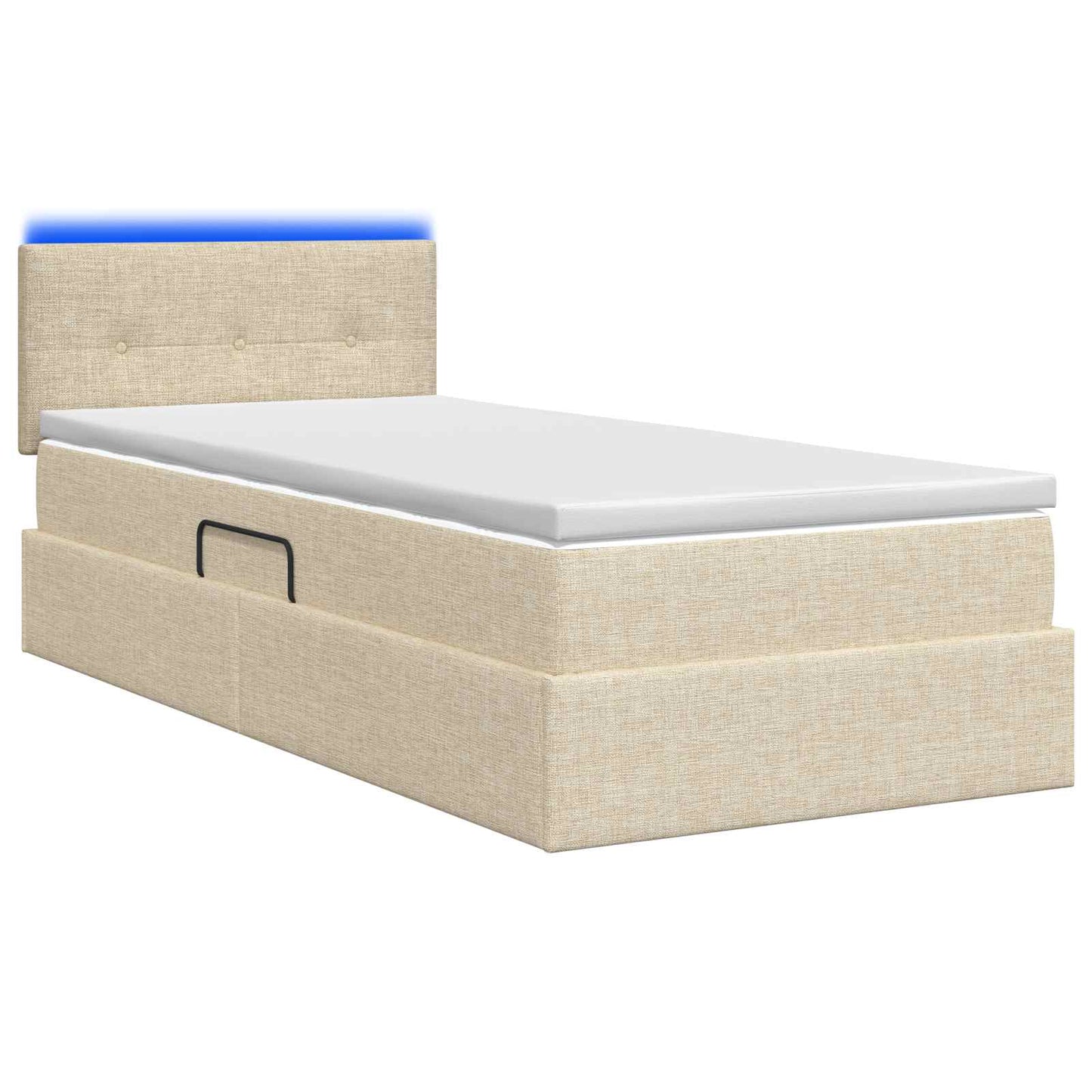LED opbevarings seng med madras Cremefarvet 90 x 200 cm Stof