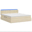 LED opbevarings seng med madras Cremefarvet 140 x 190 cm Stof