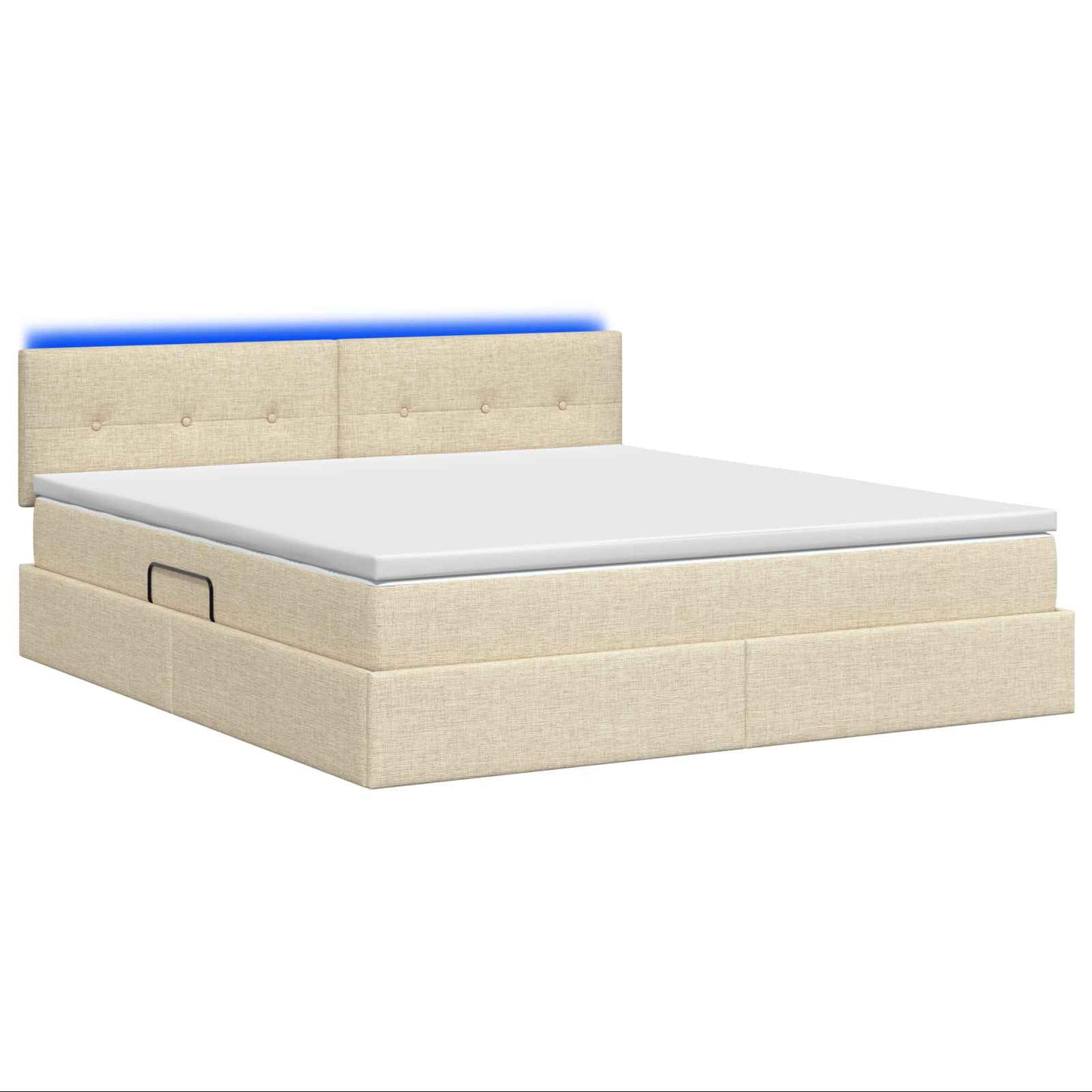 LED opbevarings seng med madras Cremefarvet 140 x 190 cm Stof