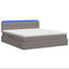 LED opbevarings seng med madras Gråbrun 140 x 200 cm Stof