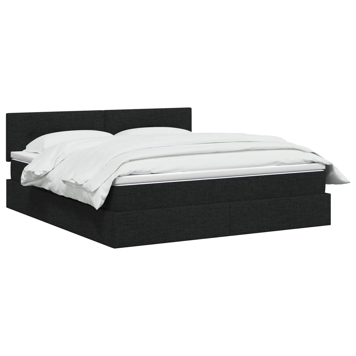 LED opbevarings seng med madras Sort 160 x 200 cm Stof