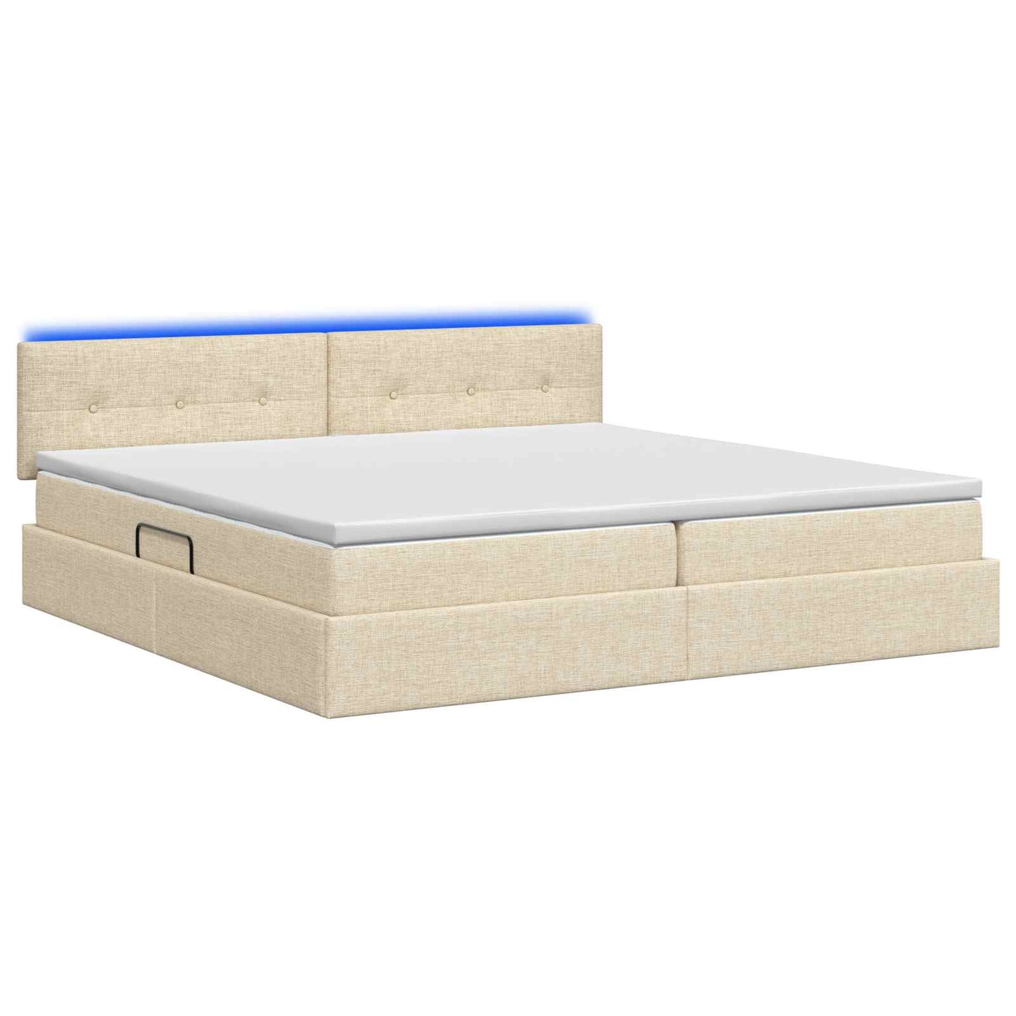 LED opbevarings seng med madras Cremefarvet 200 x 200 cm Stof