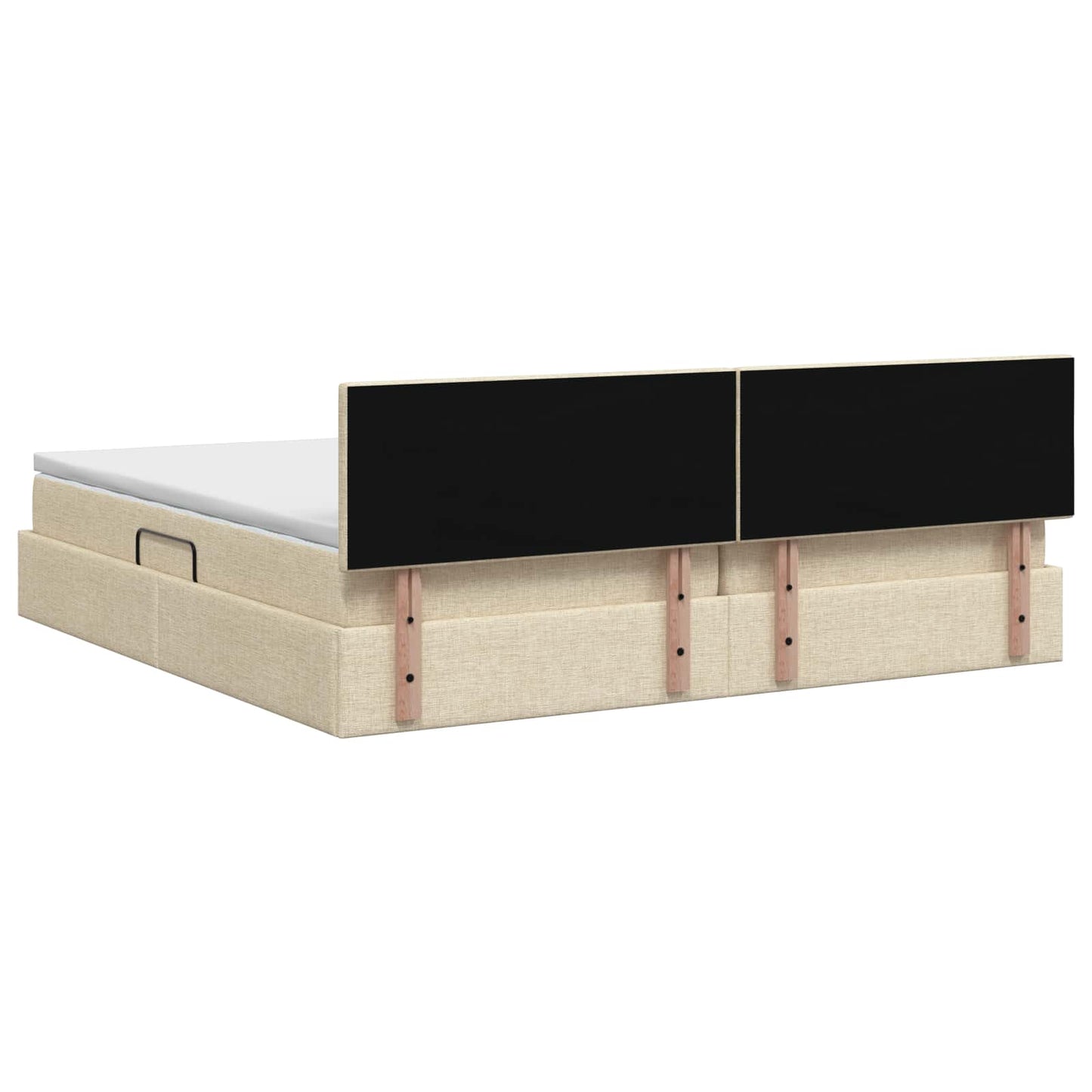 LED opbevarings seng med madras Cremefarvet 200 x 200 cm Stof