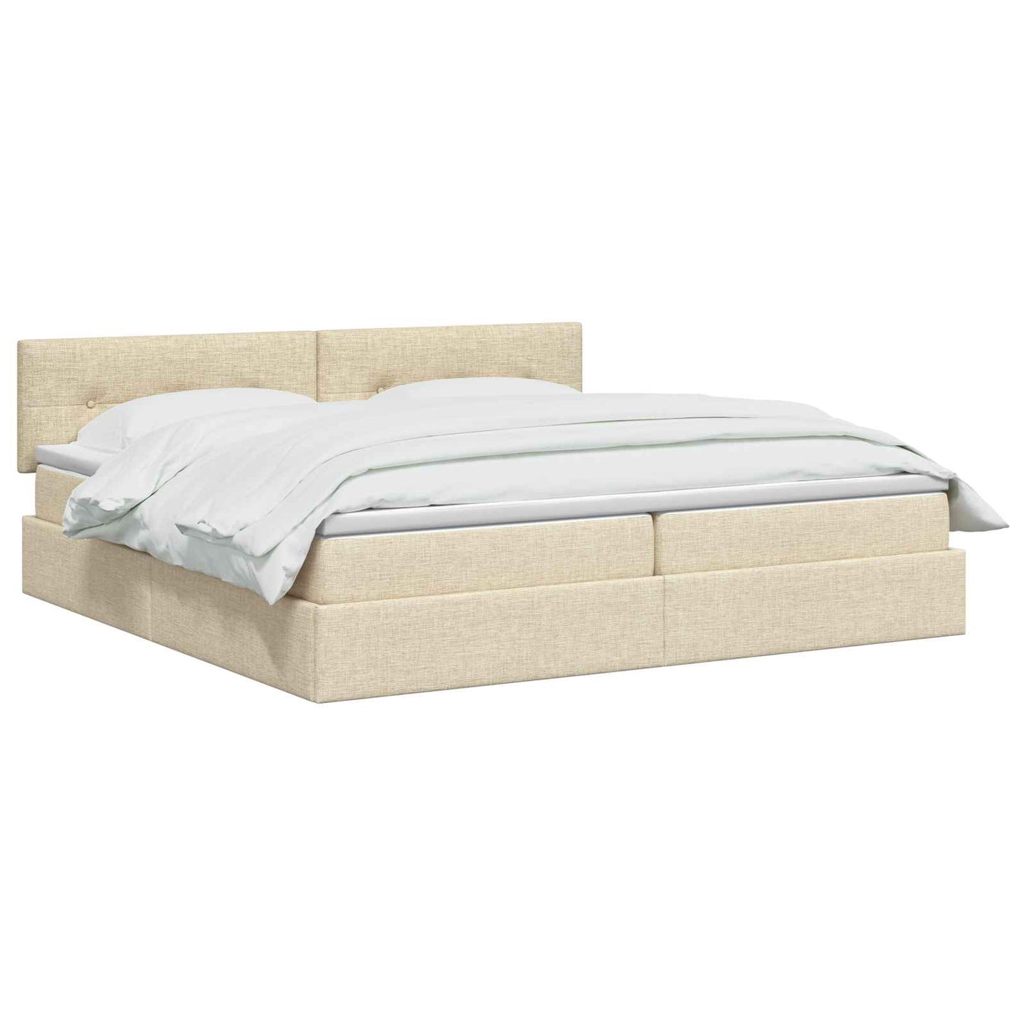 LED opbevarings seng med madras Cremefarvet 200 x 200 cm Stof