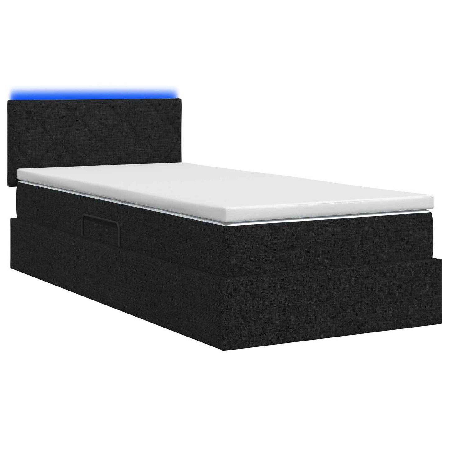 LED opbevarings seng med madras Sort 90 x 200 cm Stof