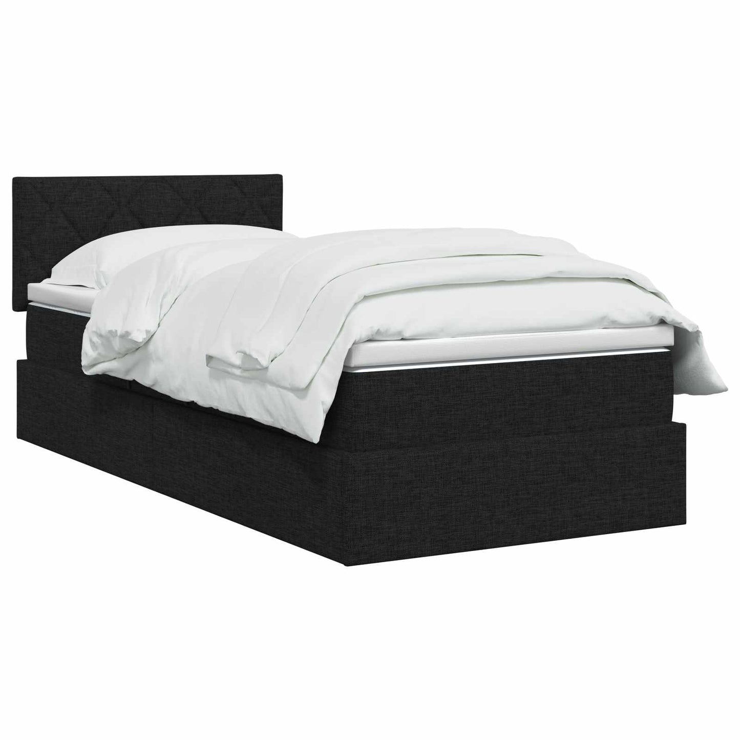 LED opbevarings seng med madras Sort 100 x 200 cm Stof