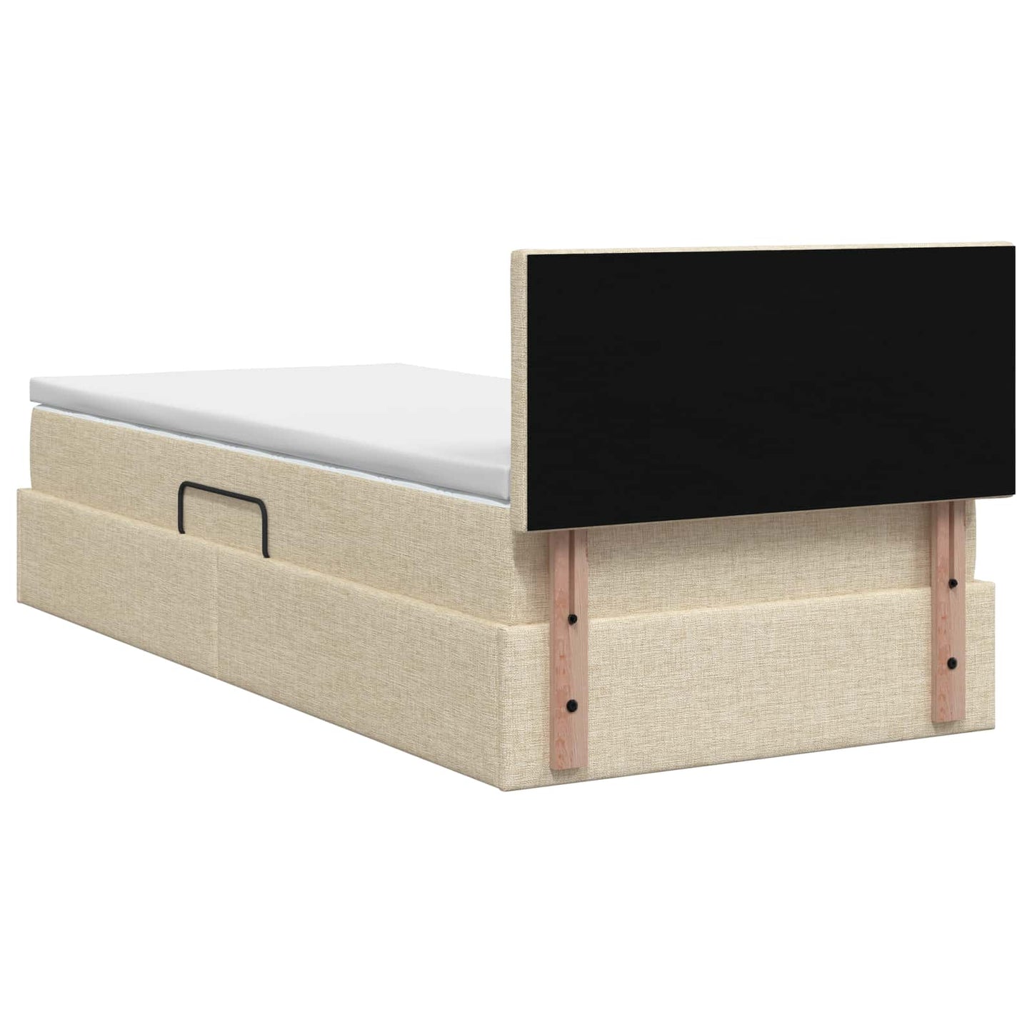 LED opbevarings seng med madras Cremefarvet 100 x 200 cm Stof
