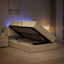 LED opbevarings seng med madras Cremefarvet 120 x 190 cm Stof