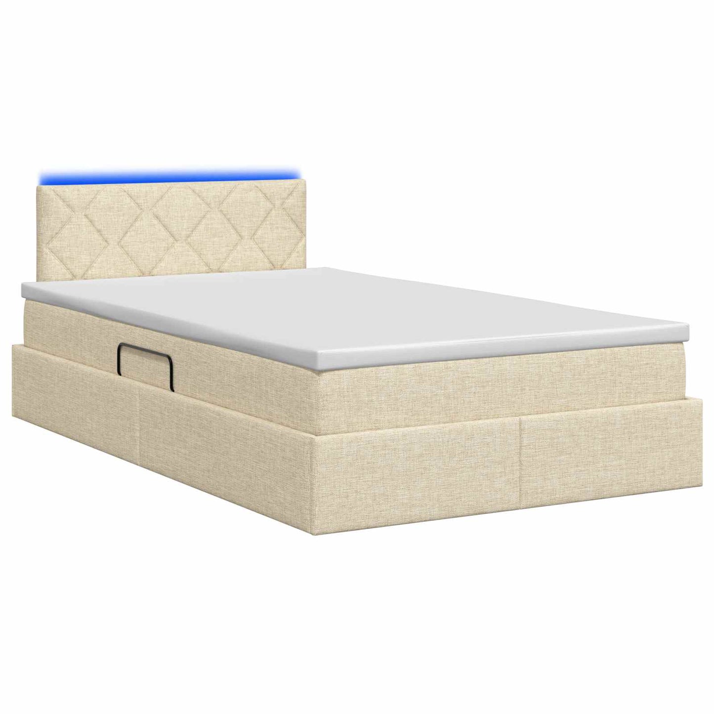 LED opbevarings seng med madras Cremefarvet 120 x 190 cm Stof