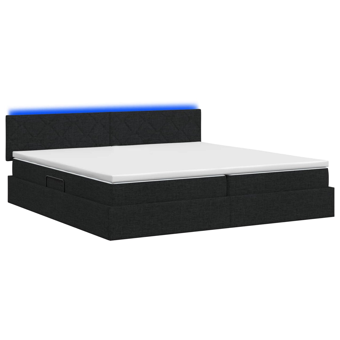 LED opbevarings seng med madras Sort 200 x 200 cm Stof