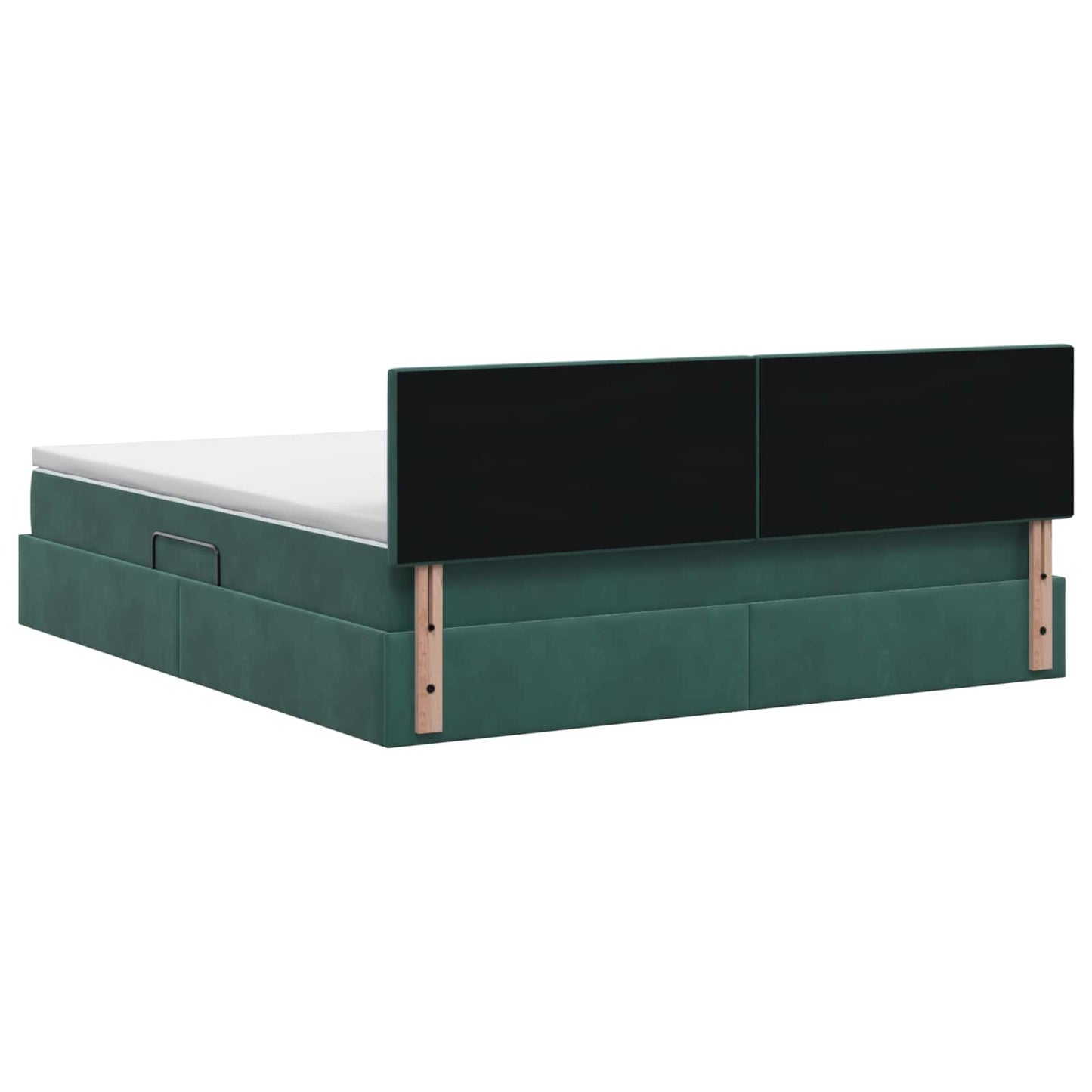 LED opbevarings seng med madras Mørkegrøn 180 x 200 cm Fløjl
