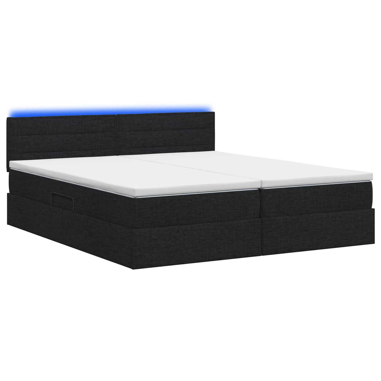 LED opbevarings seng med madras Sort 180 x 200 cm Stof
