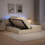 LED opbevarings seng med madras Cremefarvet 200 x 200 cm Stof