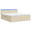 LED opbevarings seng med madras Cremefarvet 180 x 200 cm Stof